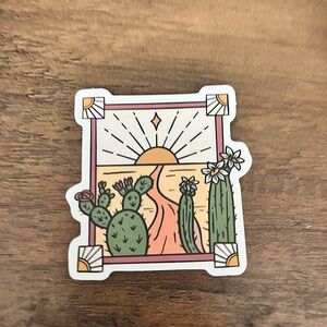 Cute Cactus Floral Sun Sticker